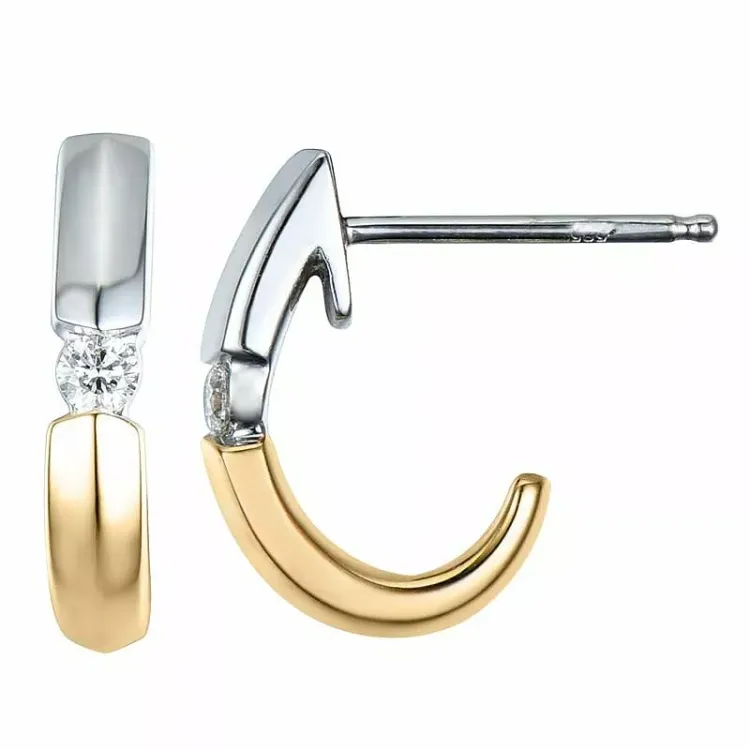 Trendy diamant halfcreool in 14 karaat roodgoud met diamanten