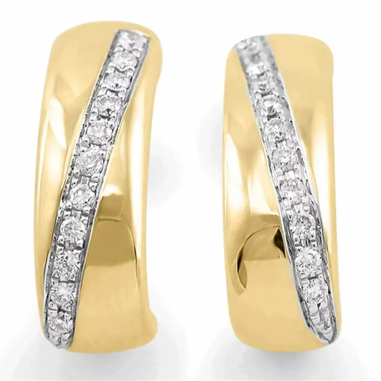 vierkant diamant halfcreool in 14 karaat goud met rodium met diamant