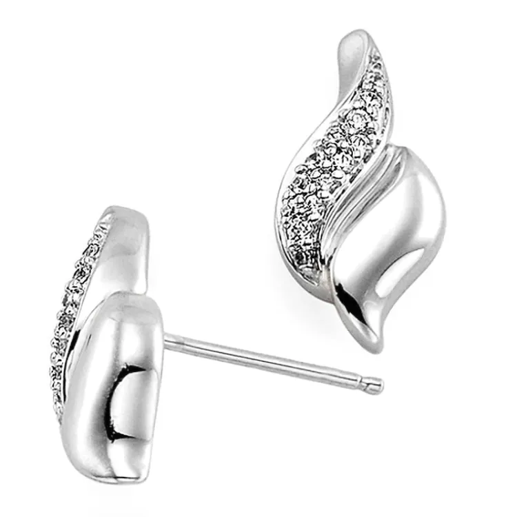 diamant oorsteker in 14 karaat witgoud met diamant