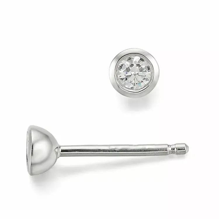 rond diamant solitaire oorbel in 14 karaat witgoud met diamant