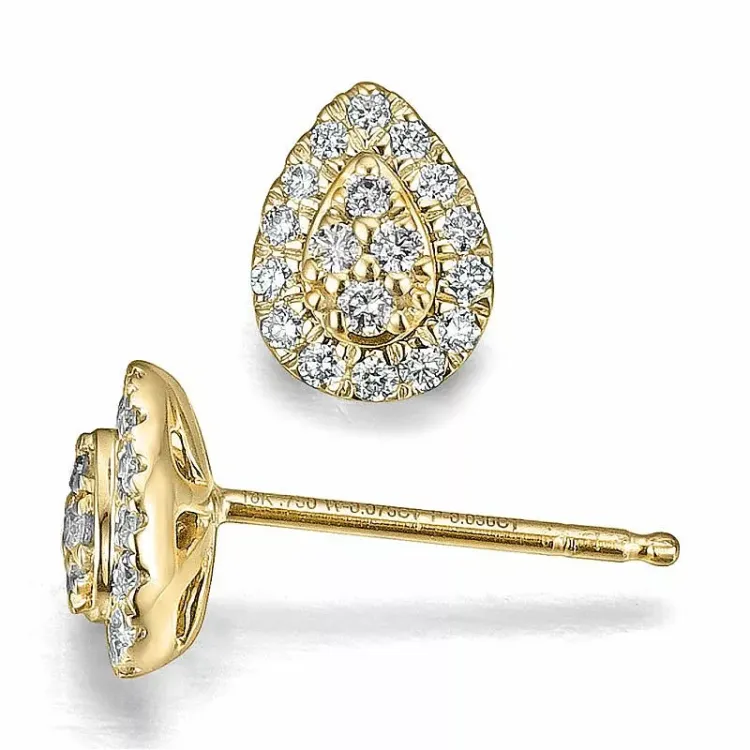 Druppel diamant oorbellen in 14 karaat goud met diamanten