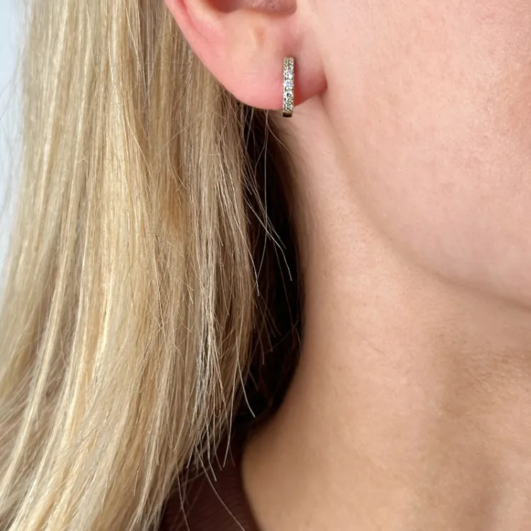 12 mm diamant creool in 14 karaat goud met diamant 