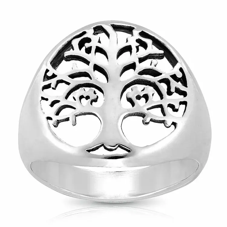 Groot boom van het leven ring in zilver