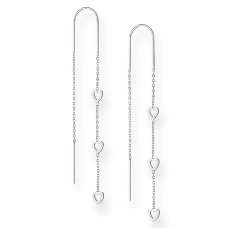 Lange hart oorbellen in zilver