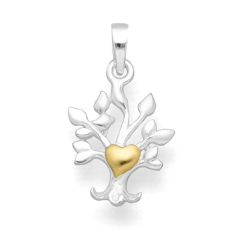 boom van het leven hanger in zilver en verguld sterlingzilver