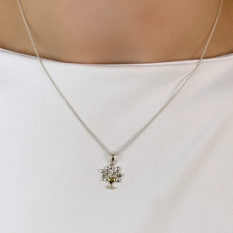 boom van het leven hanger in zilver en verguld sterlingzilver