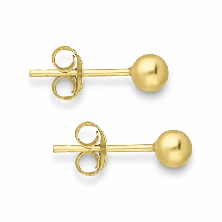 4 mm bolletje oorsteker in verguld zilver