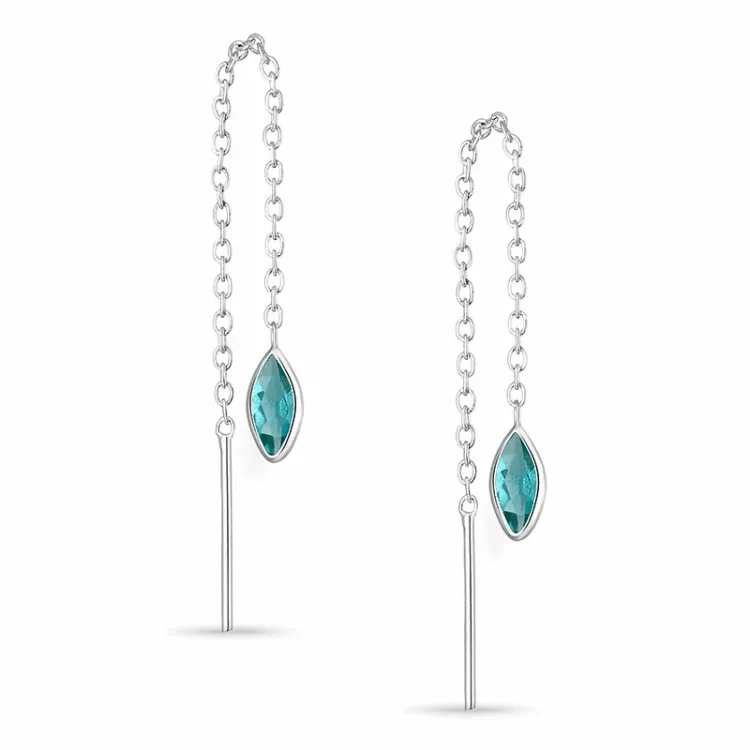 lange ketting oorbellen in zilver