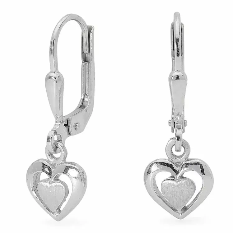 hart oorbellen in zilver