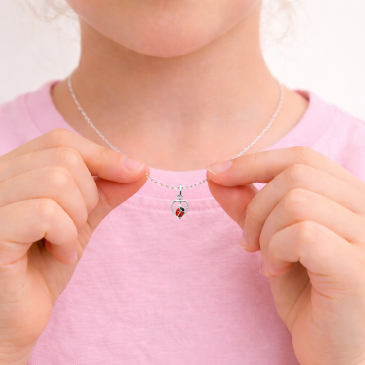 hart lieveheersbeestje hanger in zilver - Little Ones