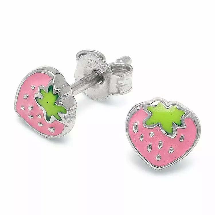 aardbei oorsteker in zilver - Little Ones
