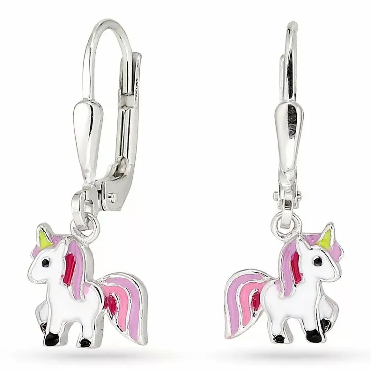 lange eenhoorn oorbellen in zilver - Little Ones