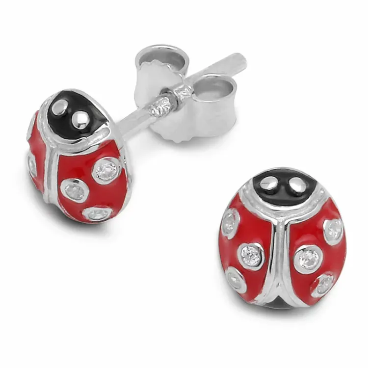 lieveheersbeestje oorsteker in zilver - Little Ones