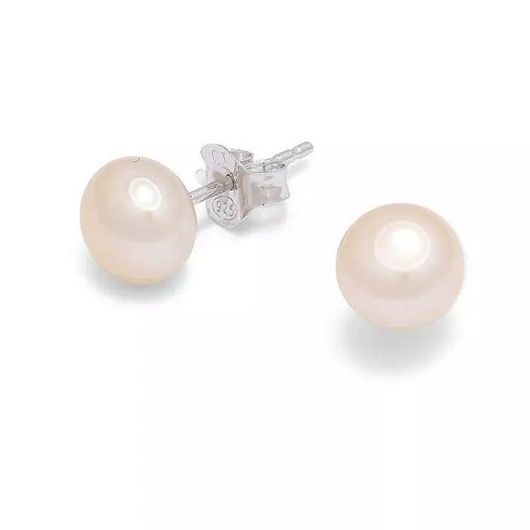6,5-7 mm rond parel oorsteker in zilver