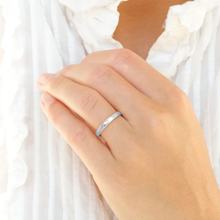 3 mm trouwringen in 14 karaat witgoud 0,02 ct - set