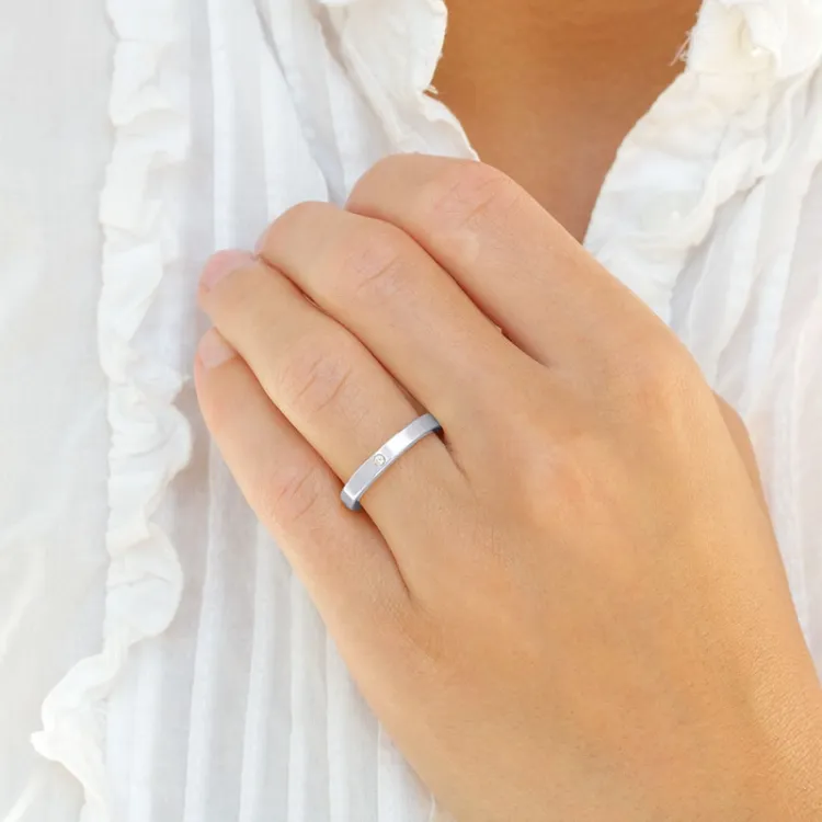 3 mm diamant trouwringen in 9 karaat witgoud - set