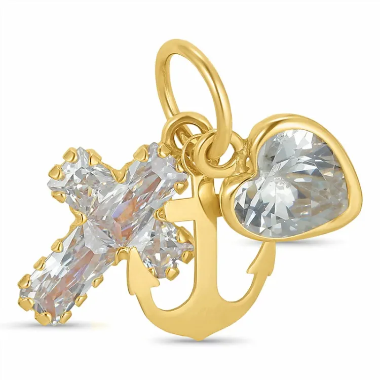 geloof-hoop-liefde zirkoon hanger in 9 karaat goud - Amoré