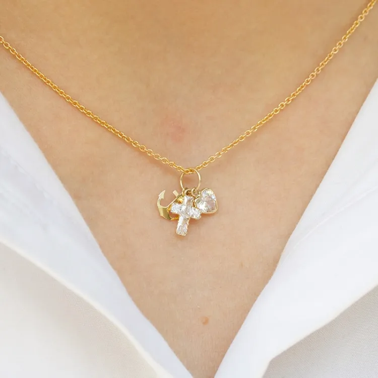 geloof-hoop-liefde zirkoon hanger in 9 karaat goud - Amoré