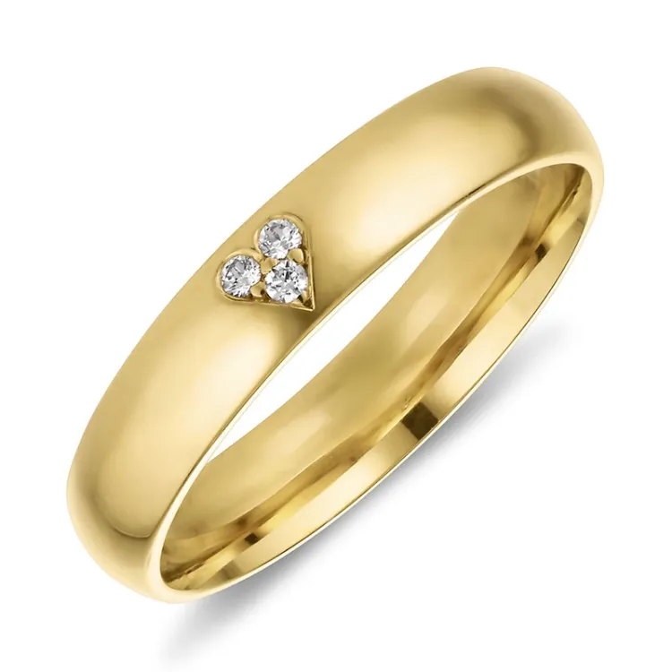 4 mm hart diamant trouwring in 9 karaat goud 0,01 ct