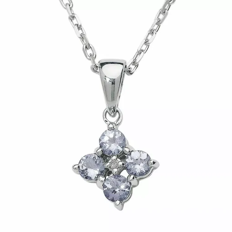 bloem tanzanite hanger in 9 caraat witgoud 0,006 ct