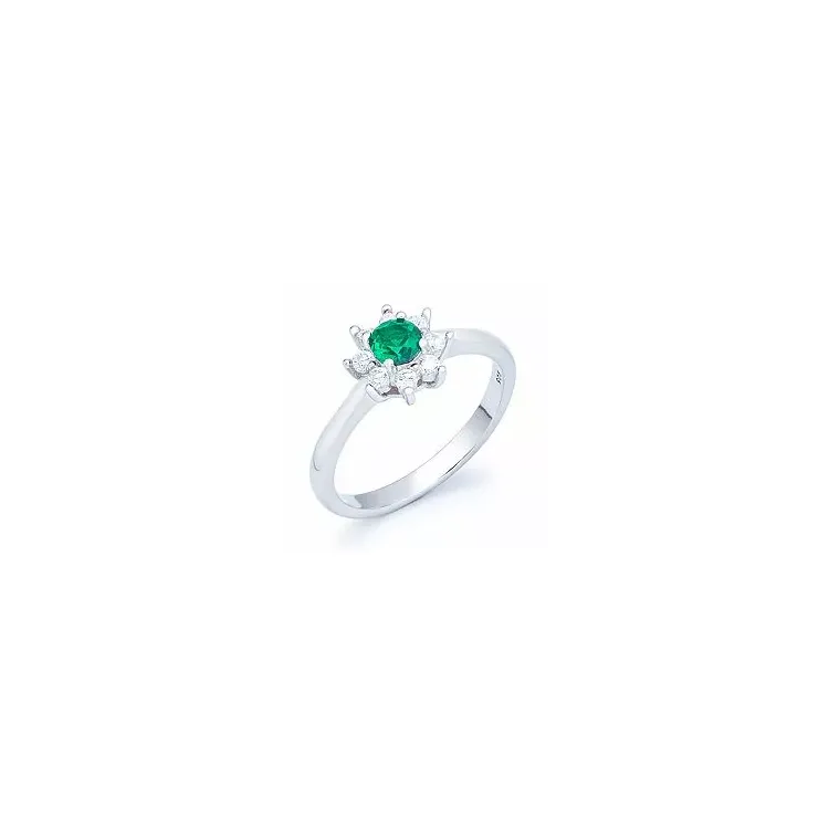 groen rozetring in zilver
