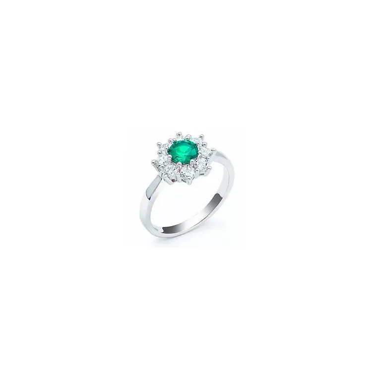 groen zirkoon rozetring in zilver