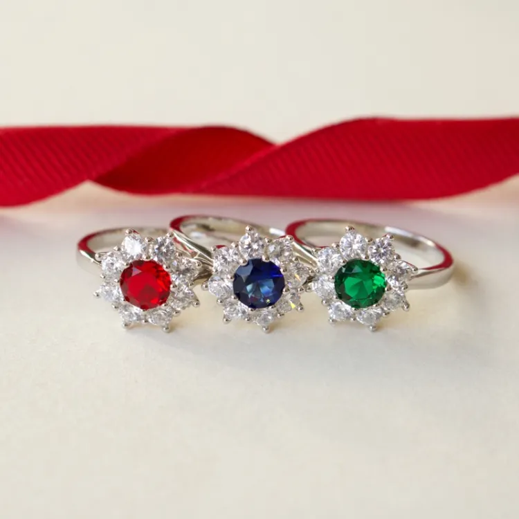 groen zirkoon rozetring in zilver