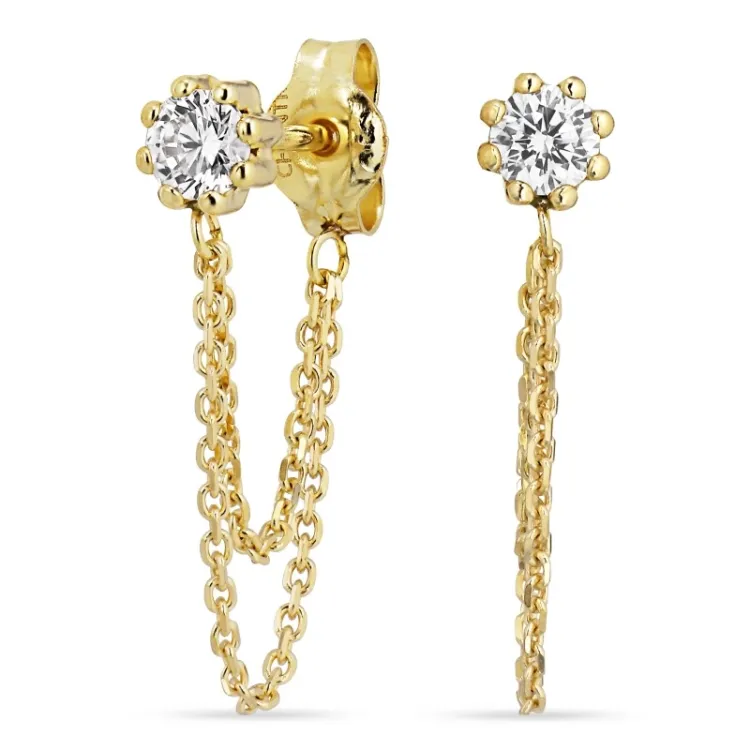 ketting oorbellen in 9 karaat goud met zirkoon - Gold Collection