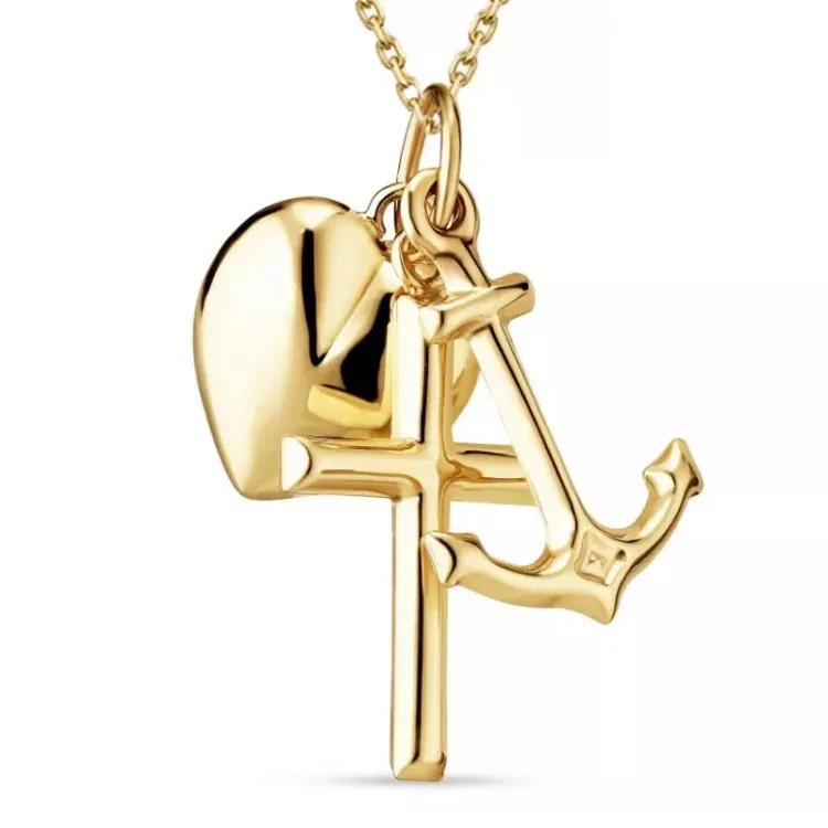 geloof-hoop-liefde ketting in verguld sterlingzilver met hanger in 9 karaat goud - Amoré