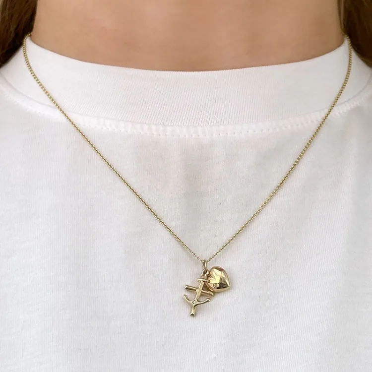 geloof-hoop-liefde ketting in verguld sterlingzilver met hanger in 9 karaat goud - Amoré