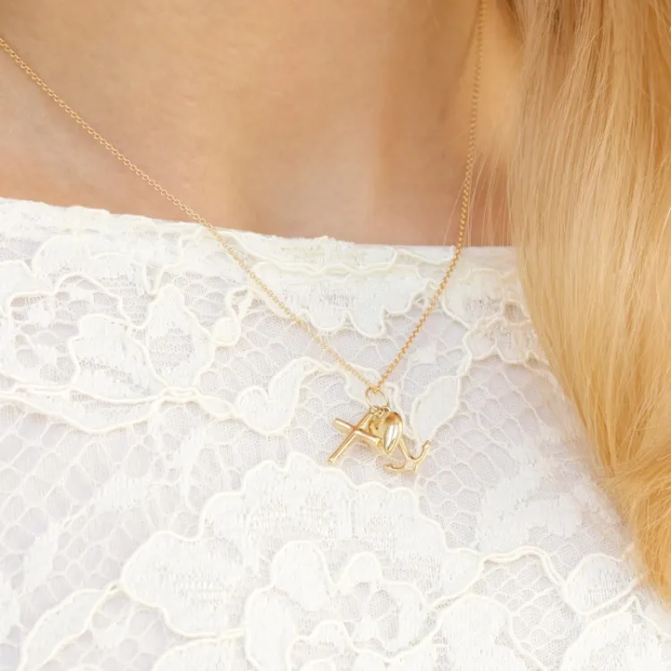 geloof-hoop-liefde ketting in verguld sterlingzilver met hanger in 9 karaat goud - Amoré