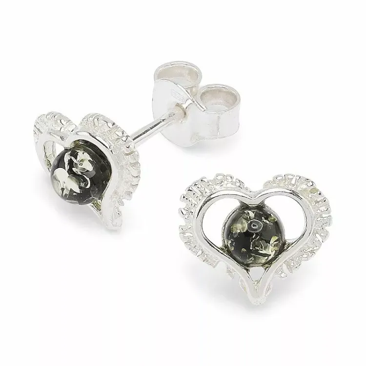 hart oorsteker in zilver