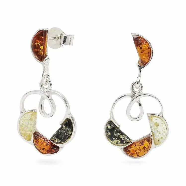 grote ronde abstract oorsteker in zilver