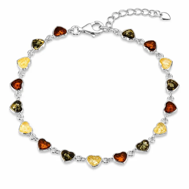 hart barnsteen armband in zilver