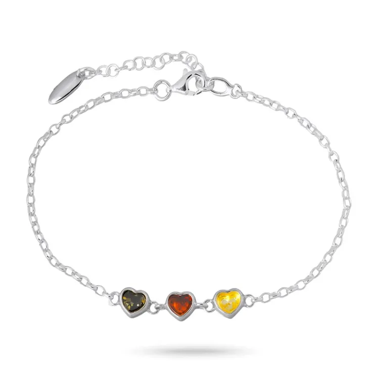 hart barnsteen armband in zilver
