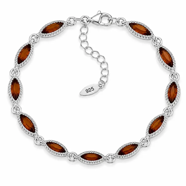 cognac geverfd barnsteen armband in zilver