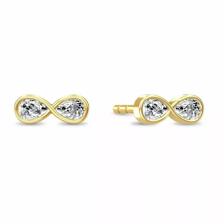 Spinning Endless earring infinity oorbellen in verguld sterlingzilver witte zirkoon