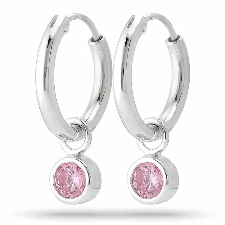 14,5 mm pink creool in zilver