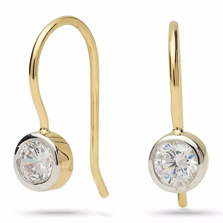 Glanzende rond zirkoon oorbellen in verguld sterlingzilver