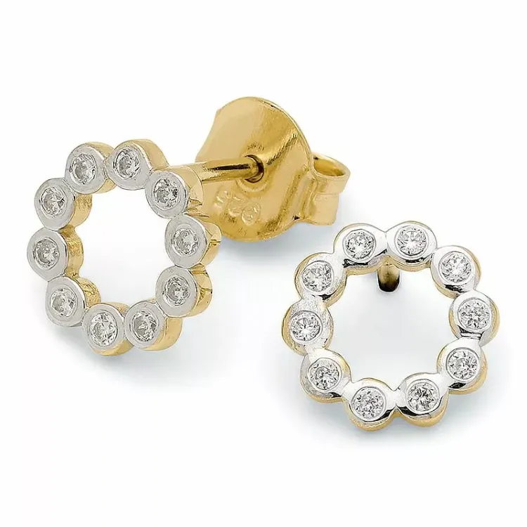 Rond zirkoon oorbellen in verguld sterlingzilver
