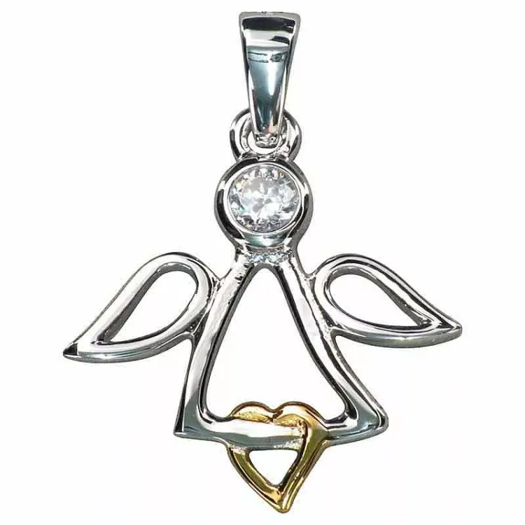 Hart engel zirkoon hanger in zilver en verguld sterlingzilver