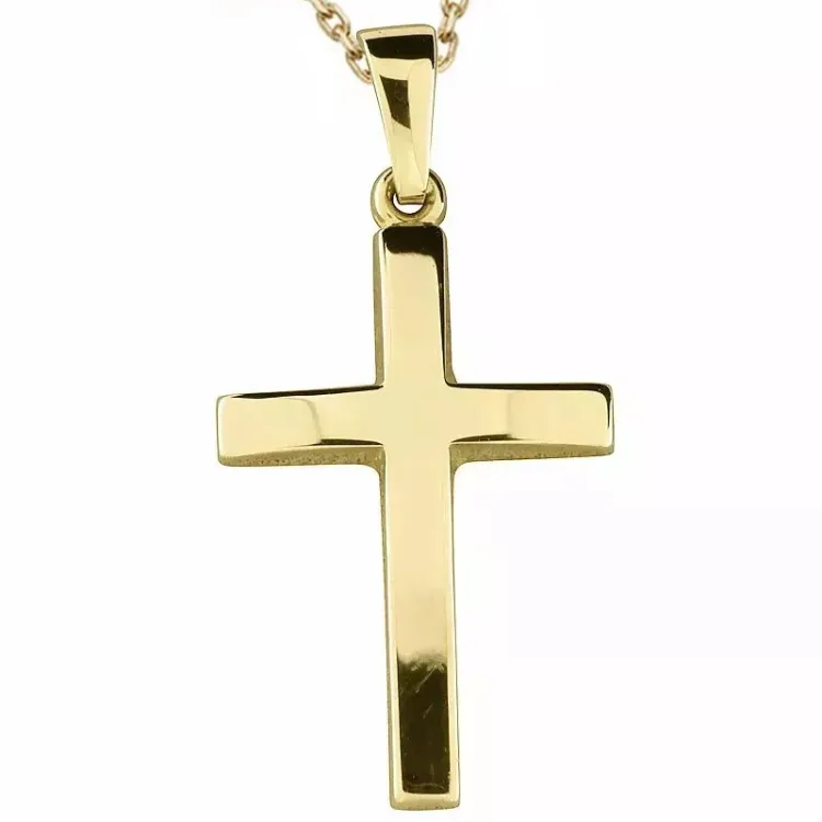 kruis ketting in verguld sterlingzilver met hanger in 8 karaat goud - Amoré