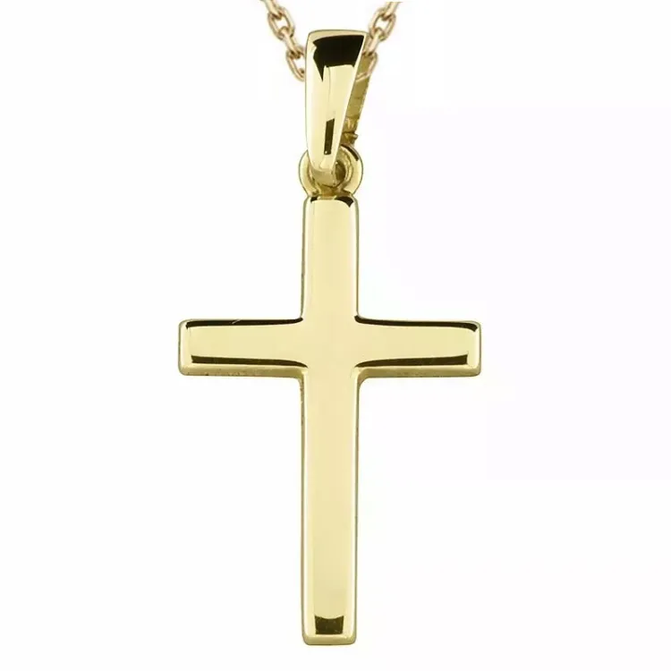 kruis ketting in verguld sterlingzilver met hanger in 8 karaat goud - Amoré