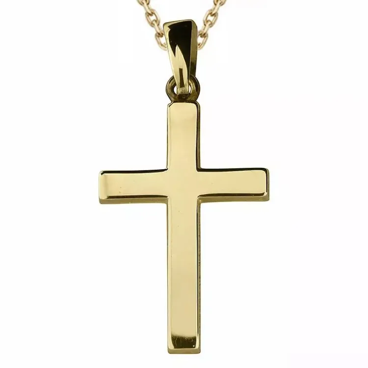 kruis ketting in verguld sterlingzilver met hanger in 8 karaat goud - Amoré