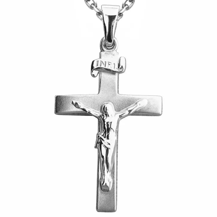 kruis met Jezus ketting in zilver met hanger in zilver - Amoré