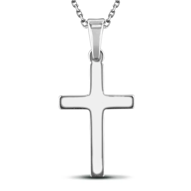 12 x 18 mm kruis hanger met ketting in zilver - Amoré