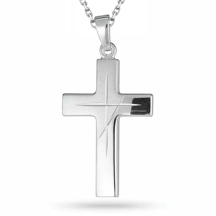 kruis ketting in zilver met hanger in zilver - Amoré