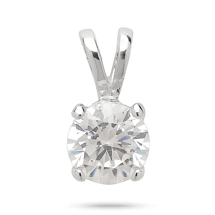 rond zirkoon hanger in zilver