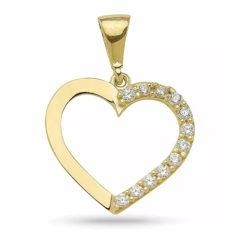 testsieraad hart hanger in verguld sterlingzilver