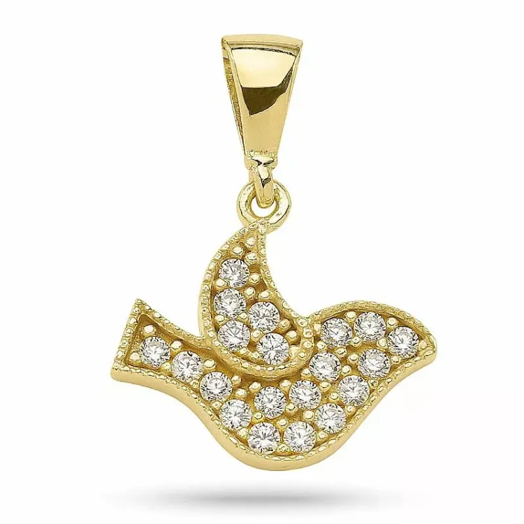 vogel zirkoon hanger in verguld sterlingzilver